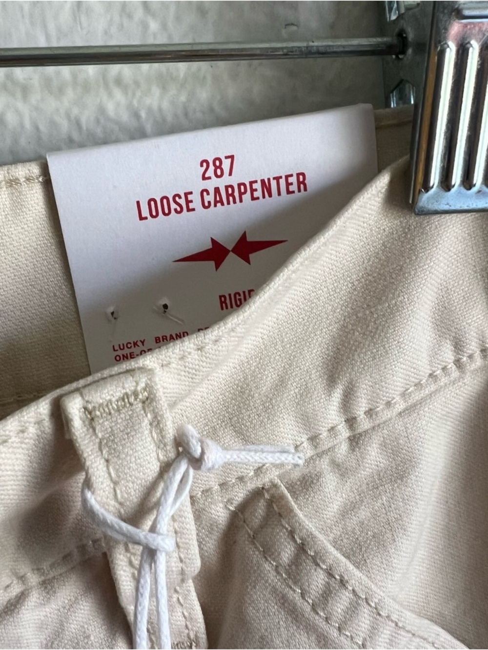 Lucky Brand Men's 287 Loose Carpenter Cargo Pants Cream Shoelace 32/30 NWT - Picture 7 of 16
